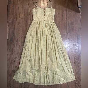 Free People Lilah Pleated Dress-Size XS-Light Green/Yellow